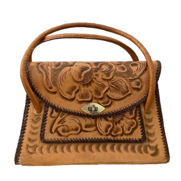 Vintage Tooled Leather Handbag - Picture 1 of 9